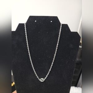 GUCCI GG Interlocking Pendant Necklace Round link W Chain Silver925